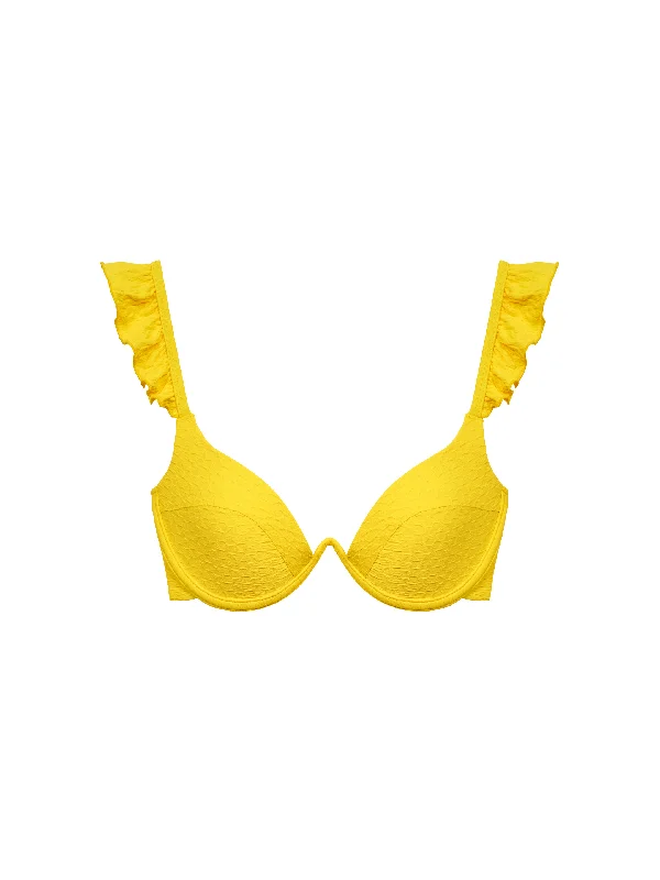 The Ruffle Bra - Lemon (Embossed)