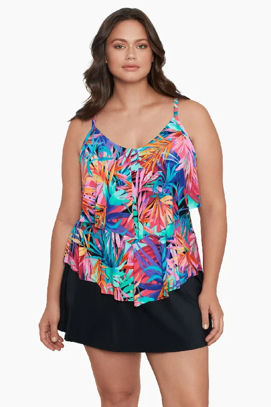 Layered Jungle Plus Size Ronnie Tankini Top