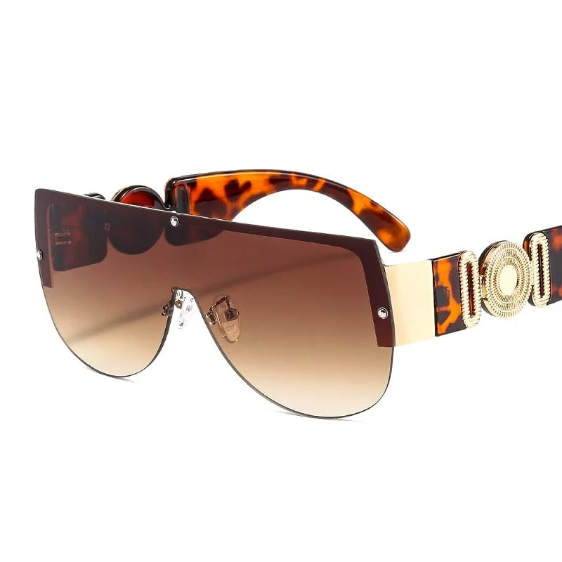 Unisex's Fashion Leopard Luxury Gradients Shield Goggle Sunglasses